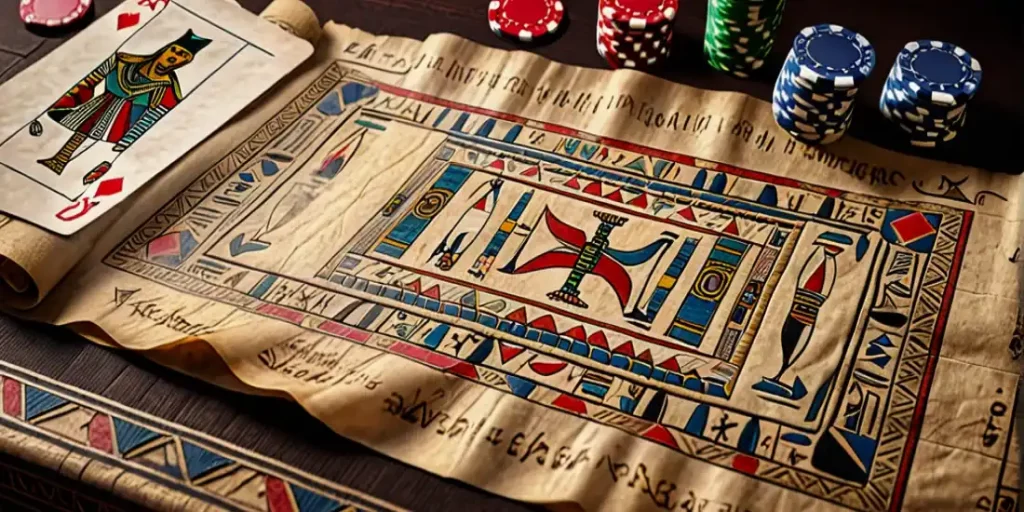 ancient Egyptian cards and casino chips